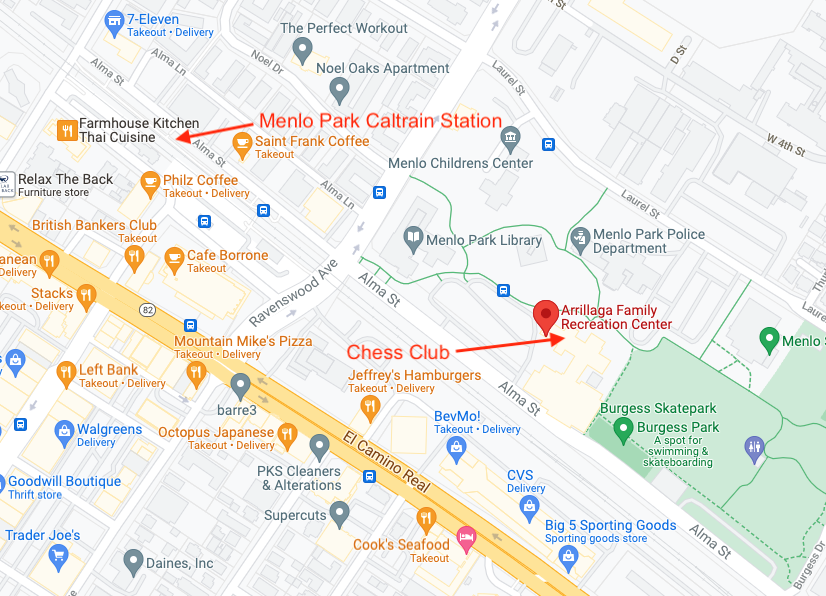 Menlo Park Chess Club Map